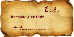 Boronkay Anikó névjegykártya